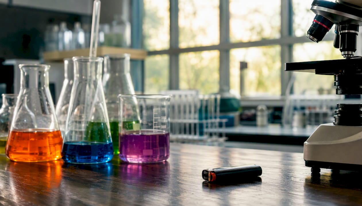 Dettaglio ravvicinato di strumenti scientifici da laboratorio