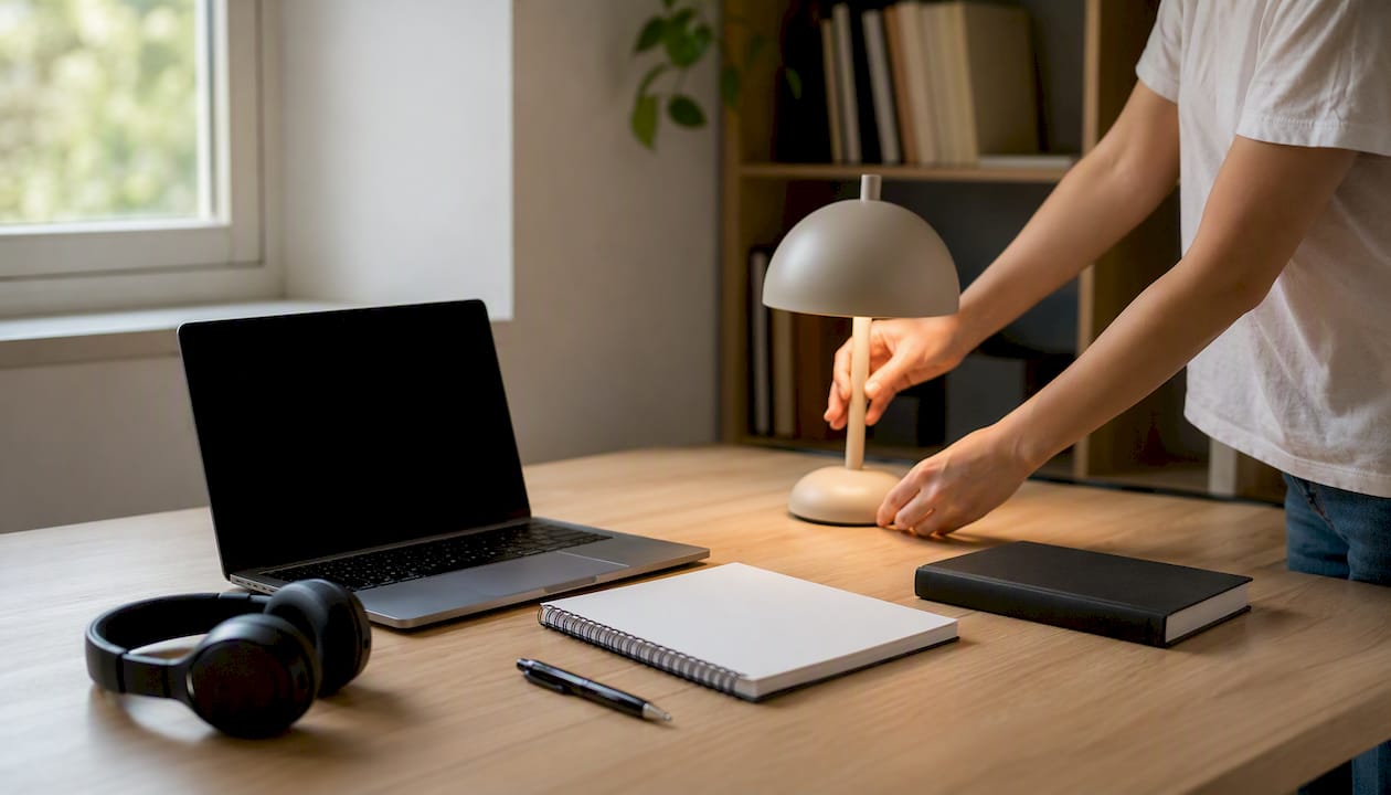 Angolo studio in casa attrezzato con materiali didattici