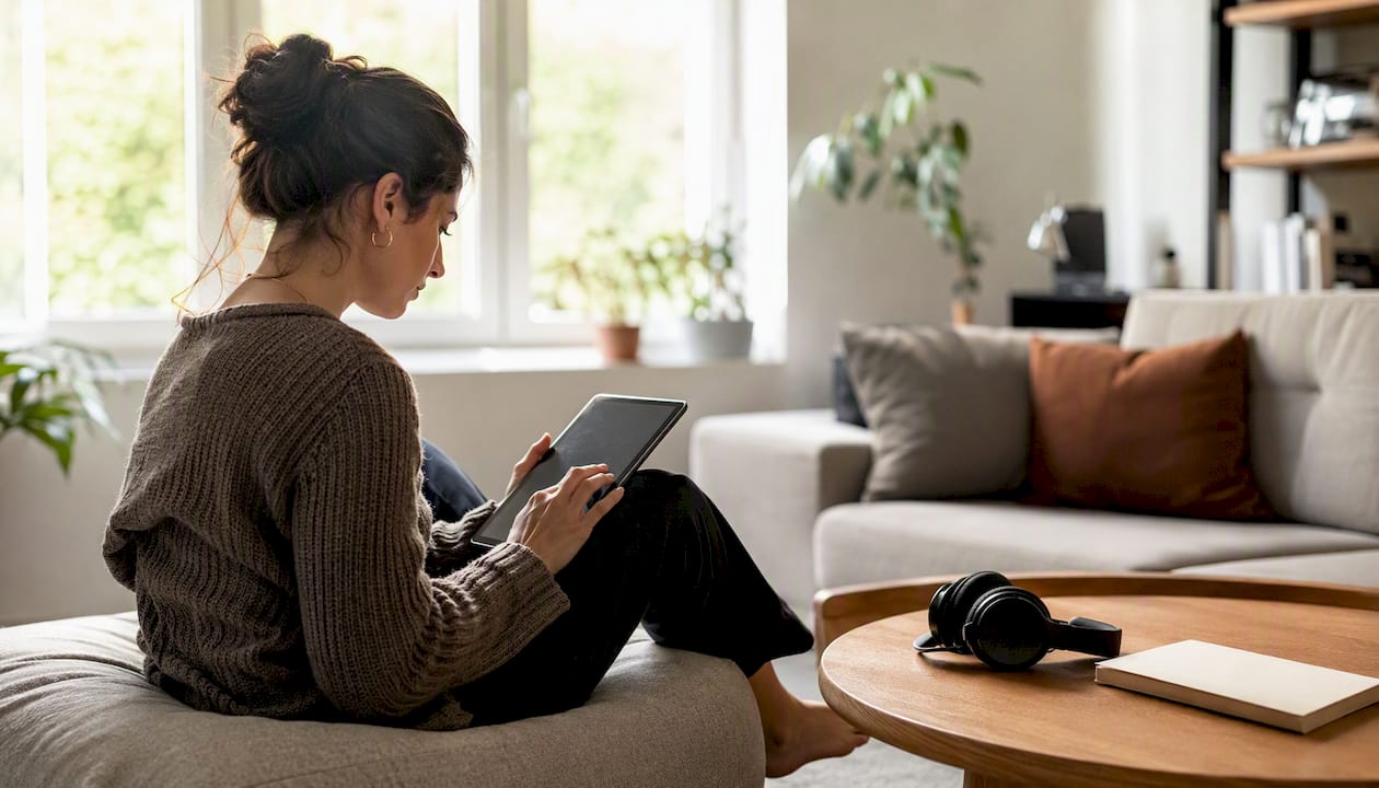 Mani che consultano una mappa digitale per lo studio su un tablet