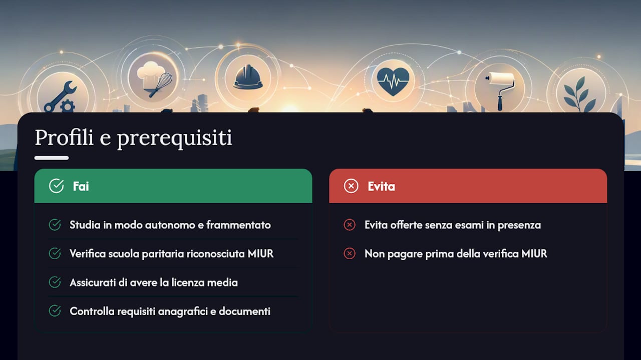 Questo percorso fa per te? Profili e prerequisiti — overview diagram