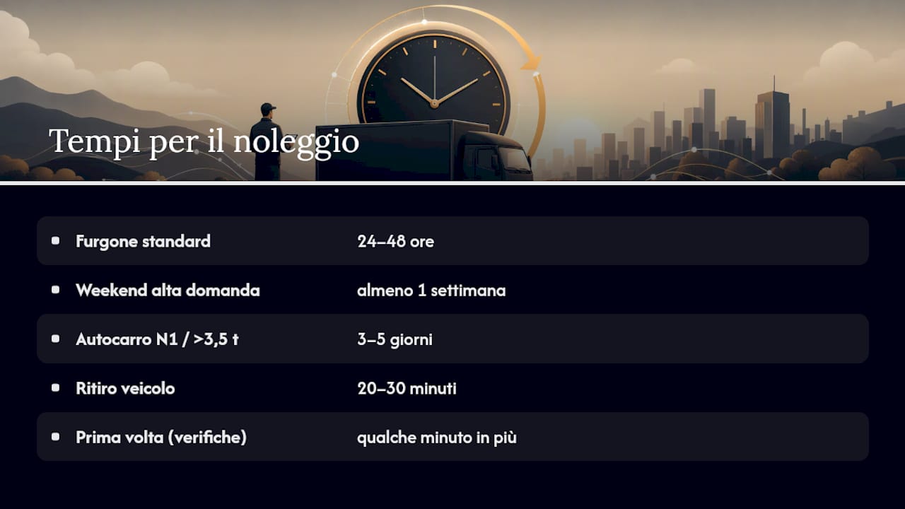 Quanto tempo serve per noleggiare un autocarro — overview diagram