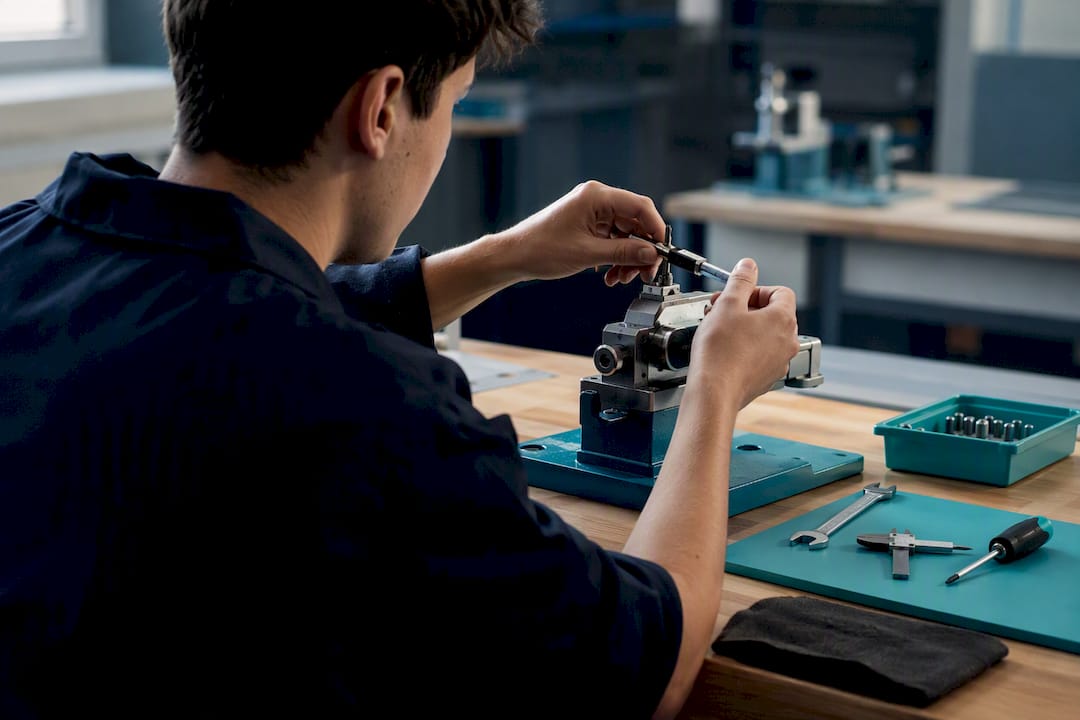 Studente al lavoro in laboratorio tecnico