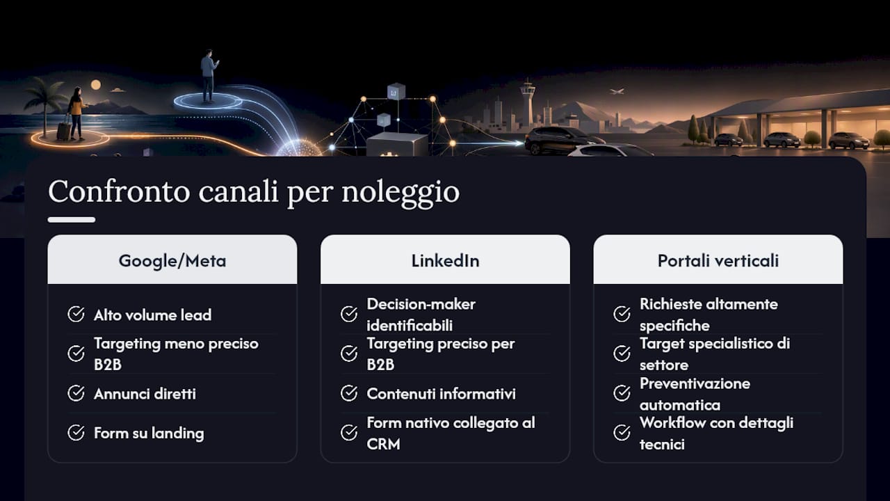 Come integrare LinkedIn ed email marketing oltre Google e Meta — overview diagram