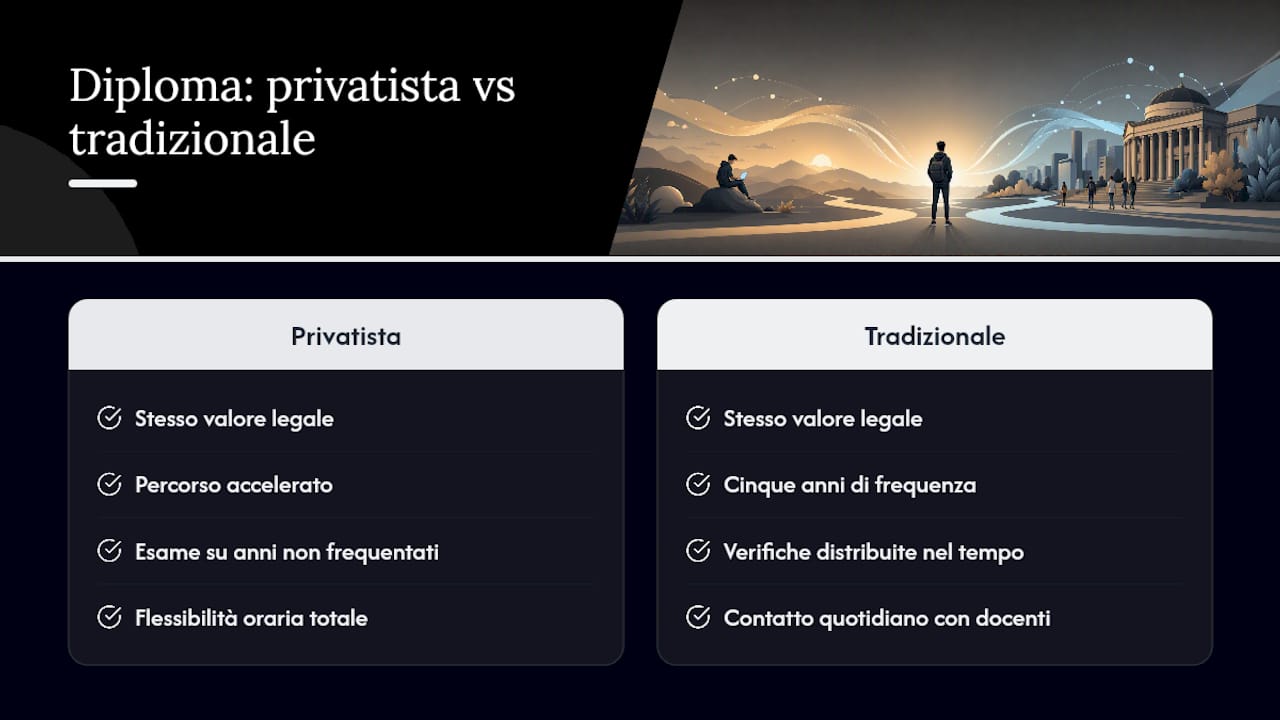 Diploma da privatista o percorso tradizionale: cosa cambia davvero — overview diagram