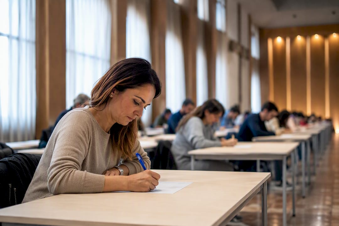Candidata durante una prova scritta pubblica