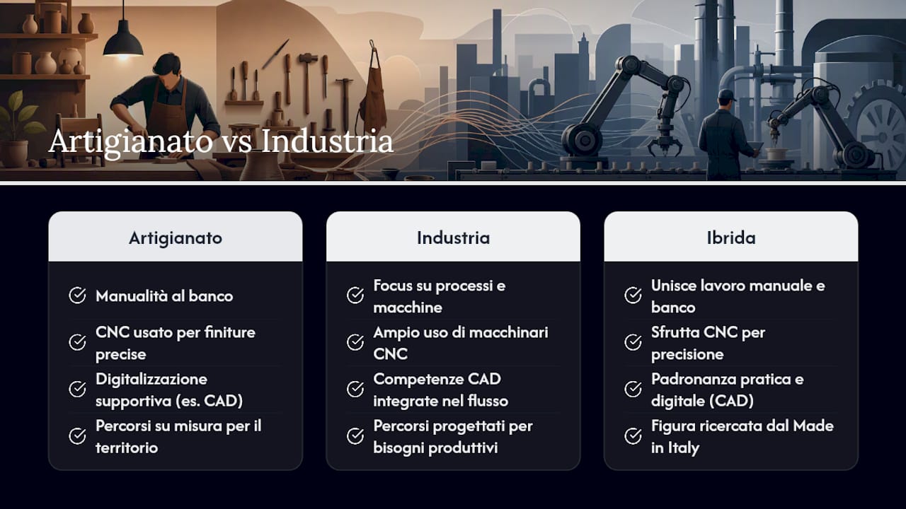 Confronto tra abilità artigianali e competenze industriali