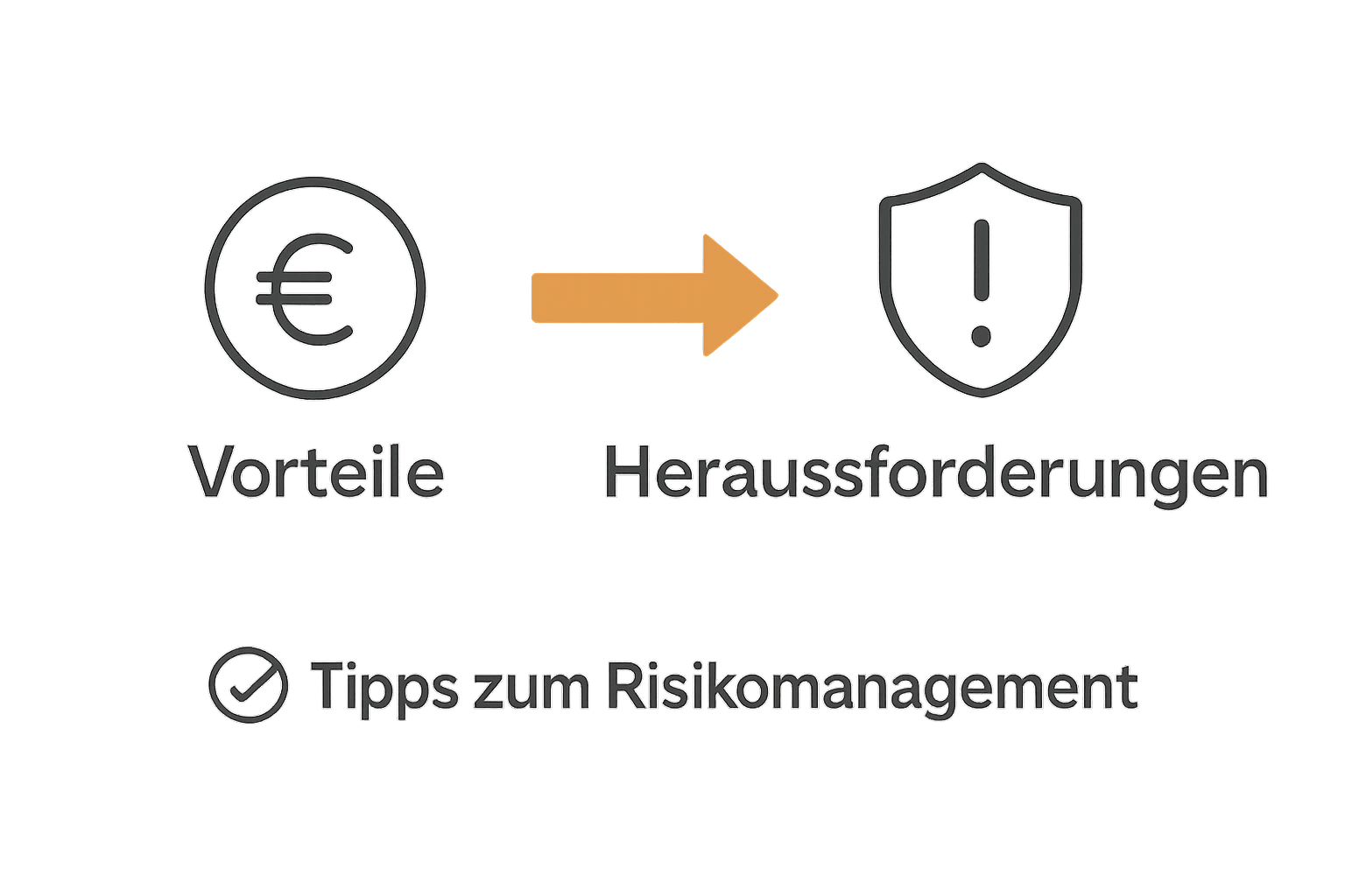 Infografik mit Symbolen für BPO-Vorteile und Herausforderungen