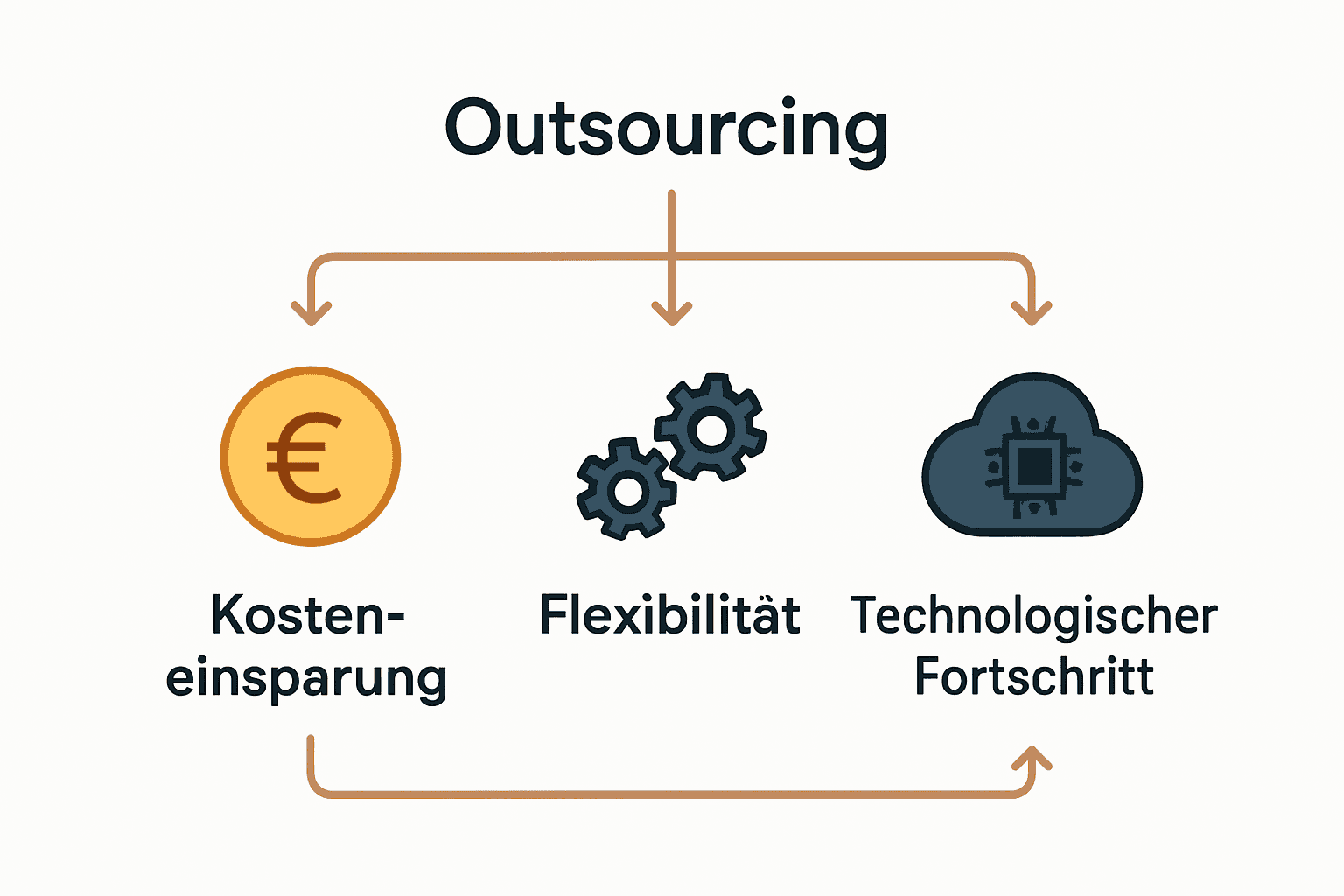 Infografik mit drei Vorteilen von Backoffice-Outsourcing