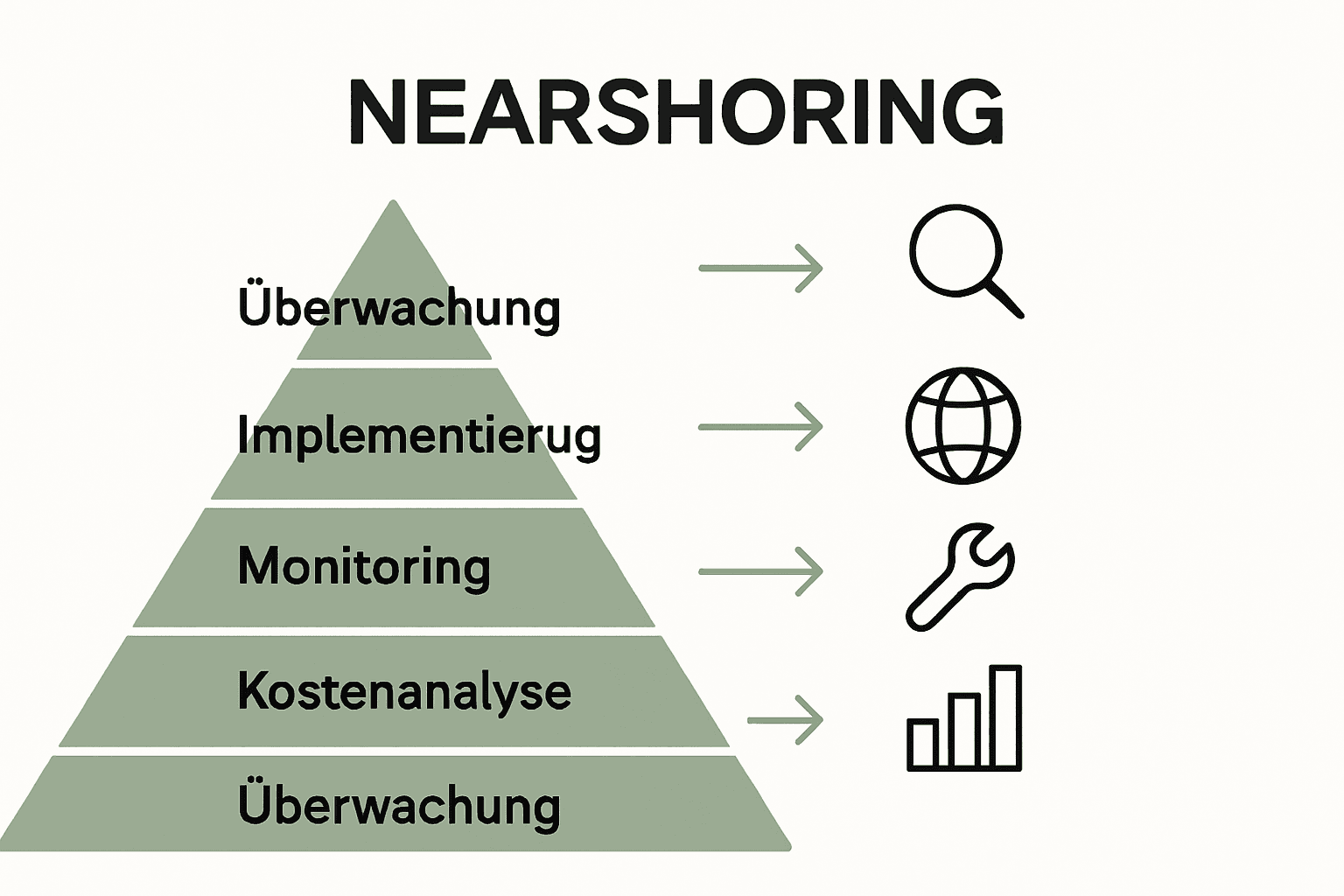 Infografik mit den fünf Schritten zur Nearshoring-Kostenoptimierung