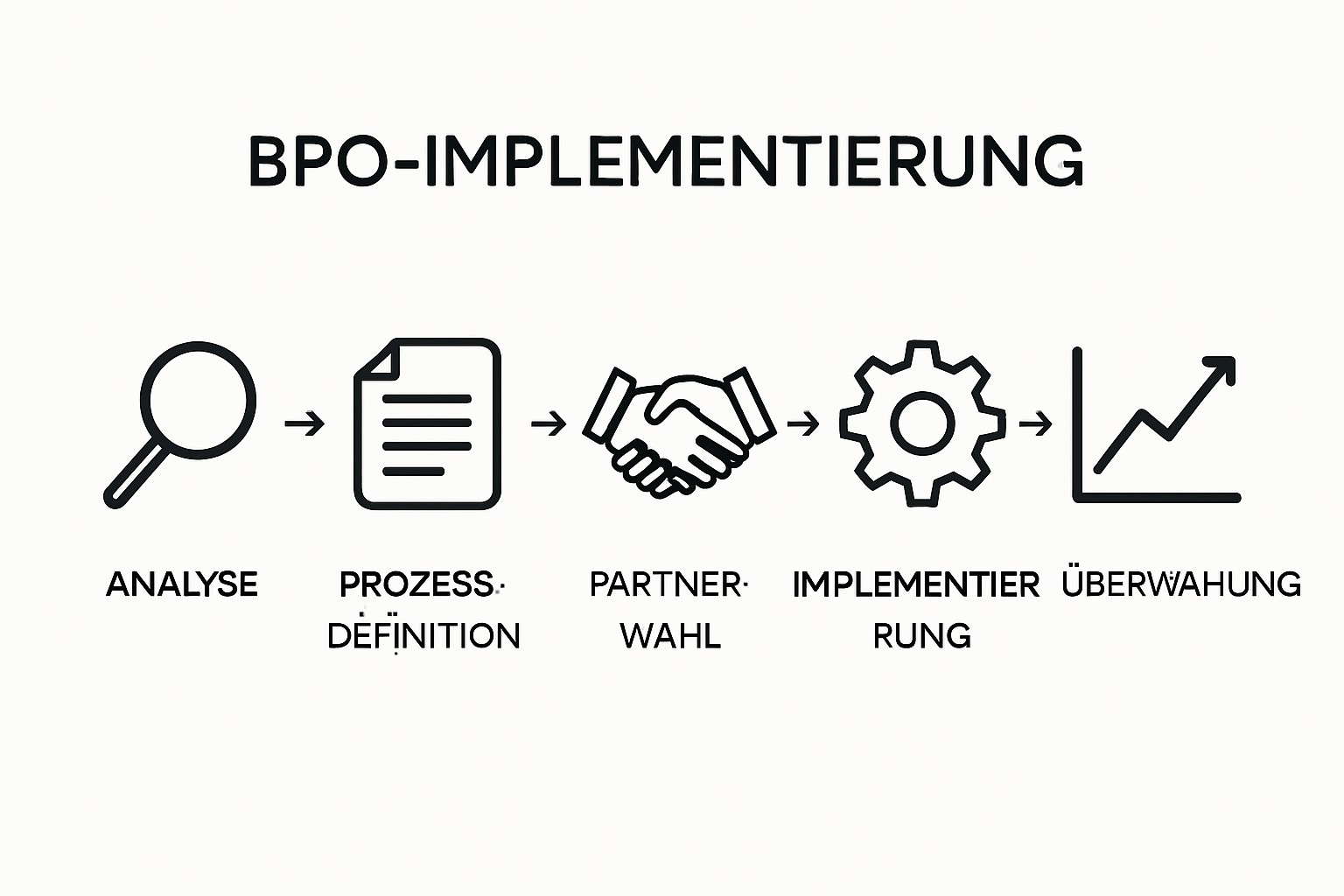 Five-step BPO process flow infographic