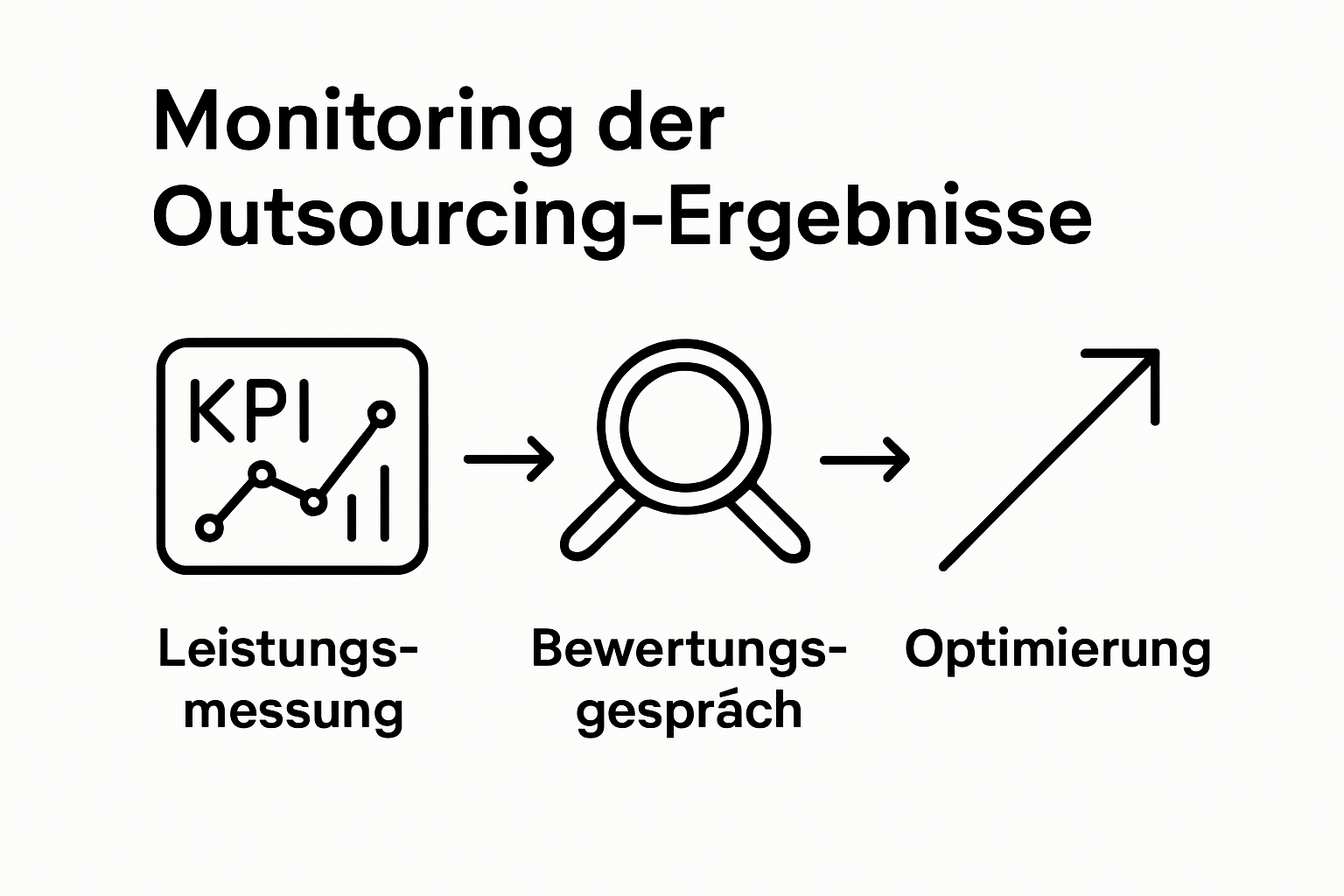 Die Infografik zeigt, wie Unternehmen den Erfolg beim Outsourcing gezielt überwachen können – Schritt für Schritt erklärt.