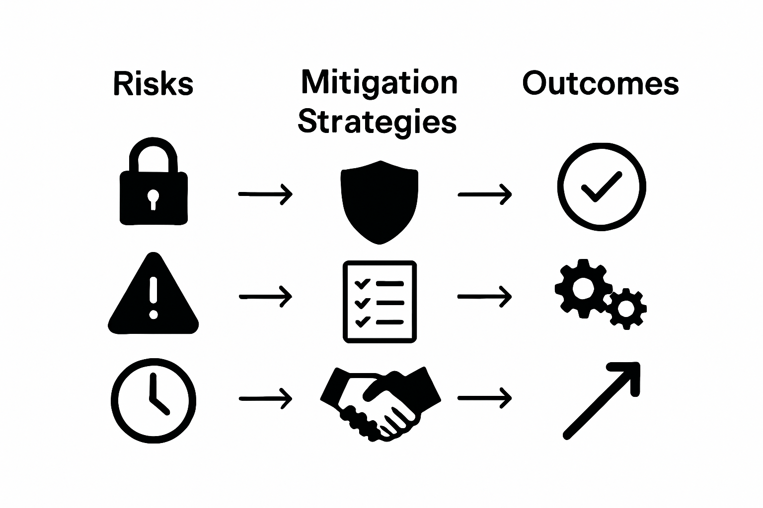 Infographic comparing outsourcing risks and solutions