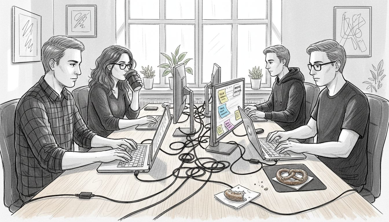 Das IT-Team arbeitet gemeinsam an einem Projekt im digitalen Workspace.