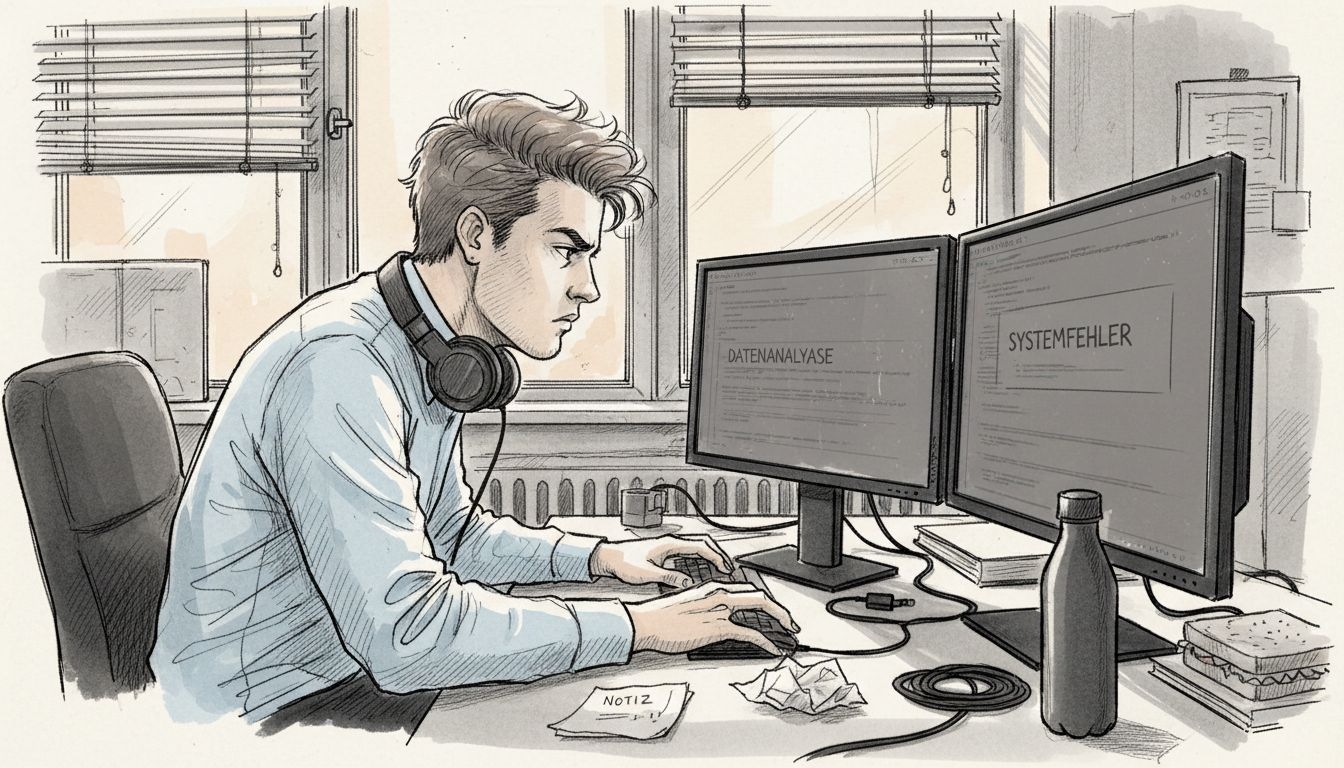 Ein IT-Experte prüft gemeinsam mit Kollegen am Schreibtisch den Quellcode.