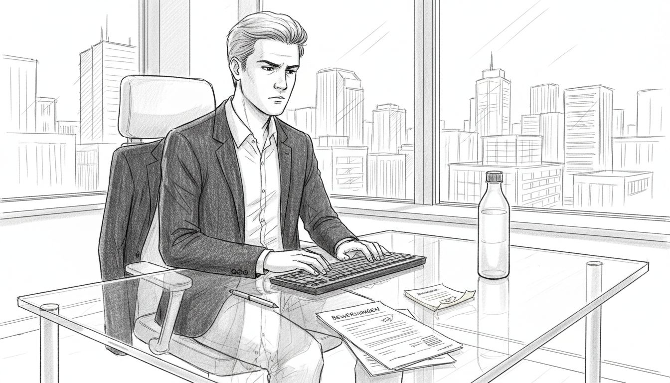 Ein Personalberater sitzt gemeinsam mit Kollegen an einem offenen Schreibtisch im modernen Co-Working-Space und arbeitet an neuen Bewerberprofilen.
