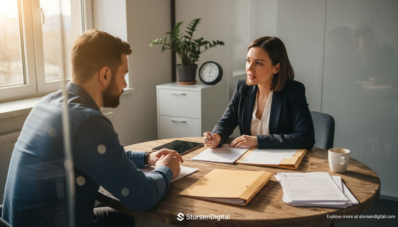 Recruiter interviewing BPO candidate with resumes