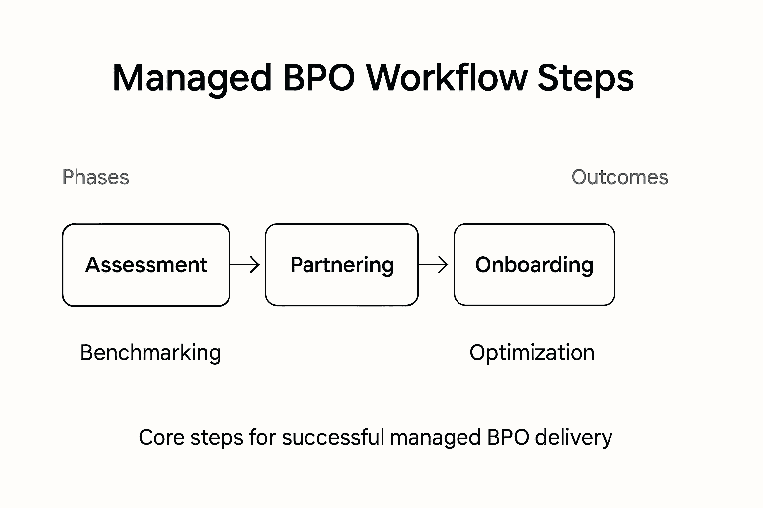 Infographic of managed BPO workflow steps