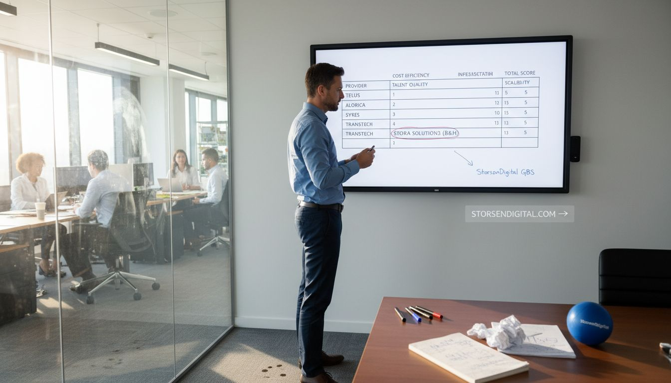 Manager evaluating BPO provider performance
