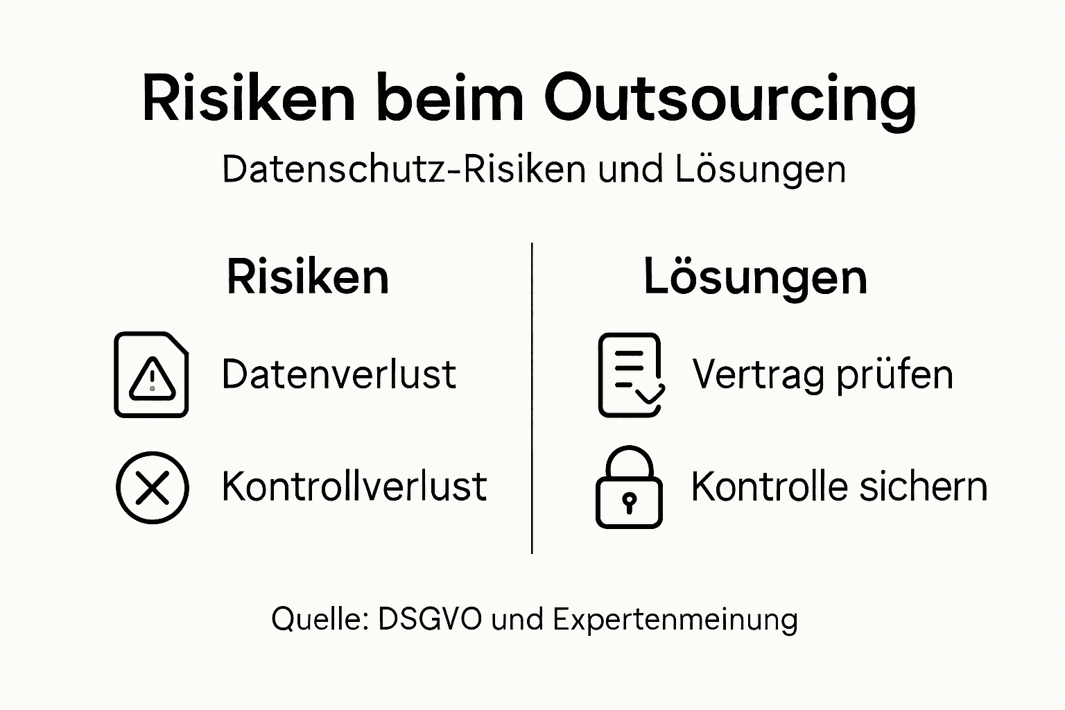 Diese Infografik beleuchtet typische Fallstricke beim Outsourcing und zeigt praxisnahe Lösungsansätze auf.