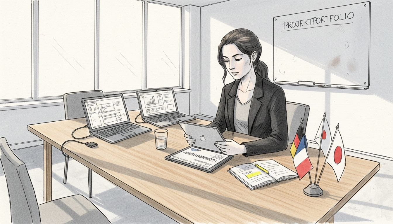 Die Projektleitung überprüft die Logistikabläufe im hybriden Arbeitsumfeld.