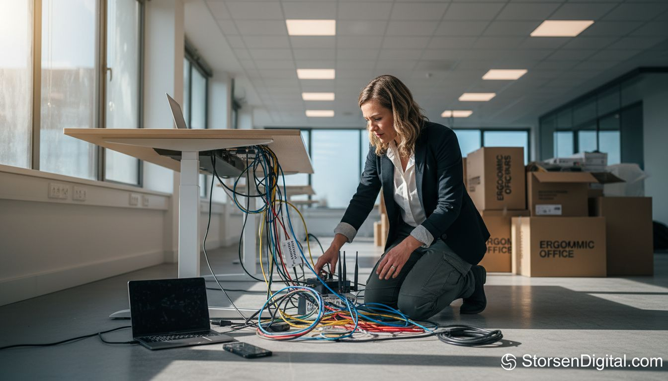 Manager checking office infrastructure details