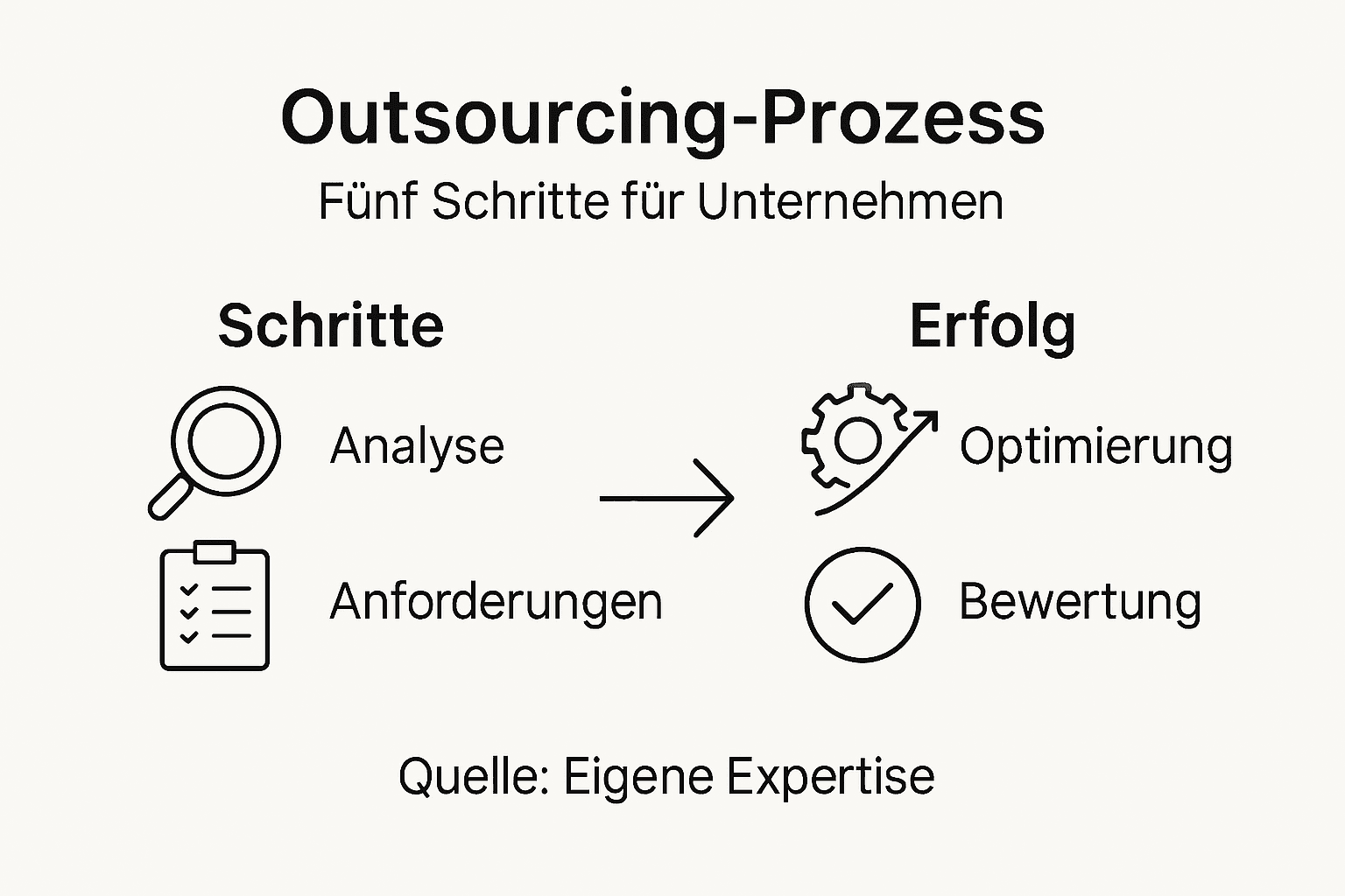 Grafik: Der Ablauf eines Outsourcing-Prozesses – die wichtigsten Schritte im Überblick