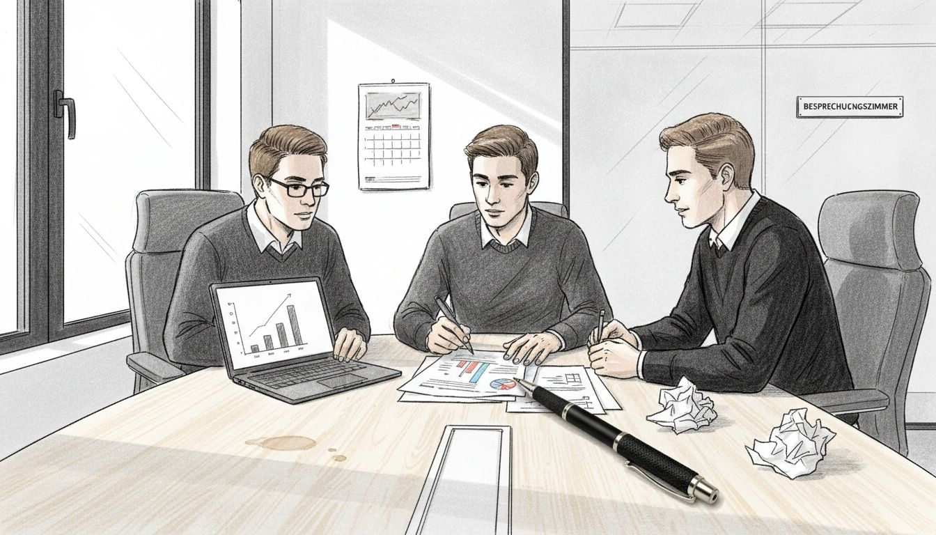 Das Team sitzt gemeinsam im Besprechungsraum und arbeitet intensiv an den BPO-Diagrammen.