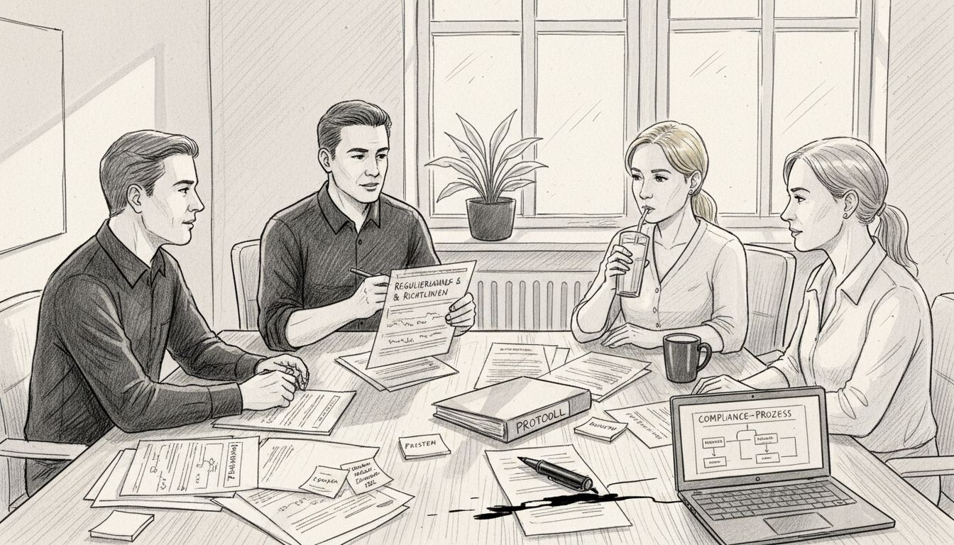 Das Compliance-Team tauscht sich über aktuelle Datenschutzbestimmungen aus.