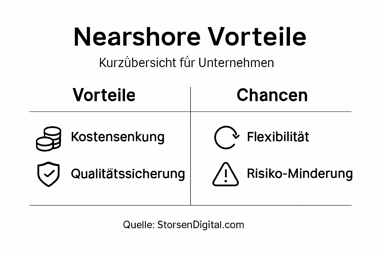 Übersicht: Die wichtigsten Vorteile und Chancen von Nearshoring auf einen Blick