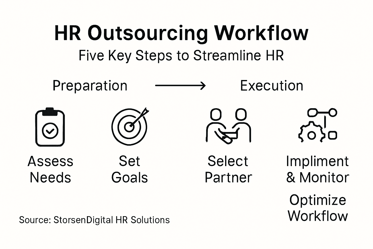 Infographic showing HR outsourcing key steps