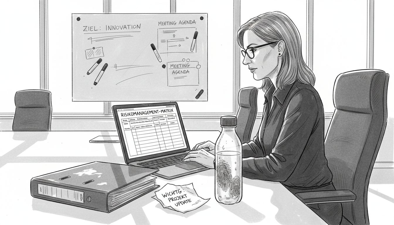 Eine Führungskraft analysiert am Laptop mögliche Risiken beim Outsourcing.
