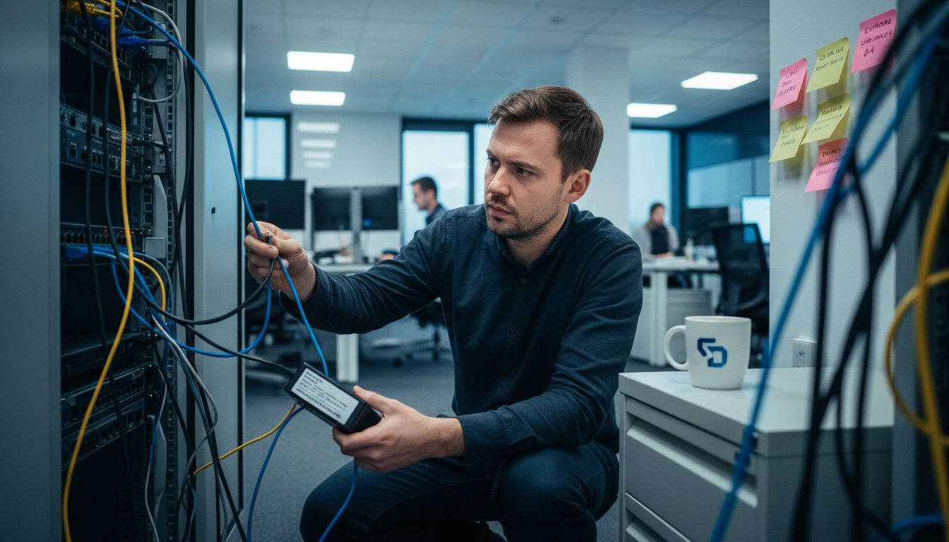 IT specialist setting up network servers