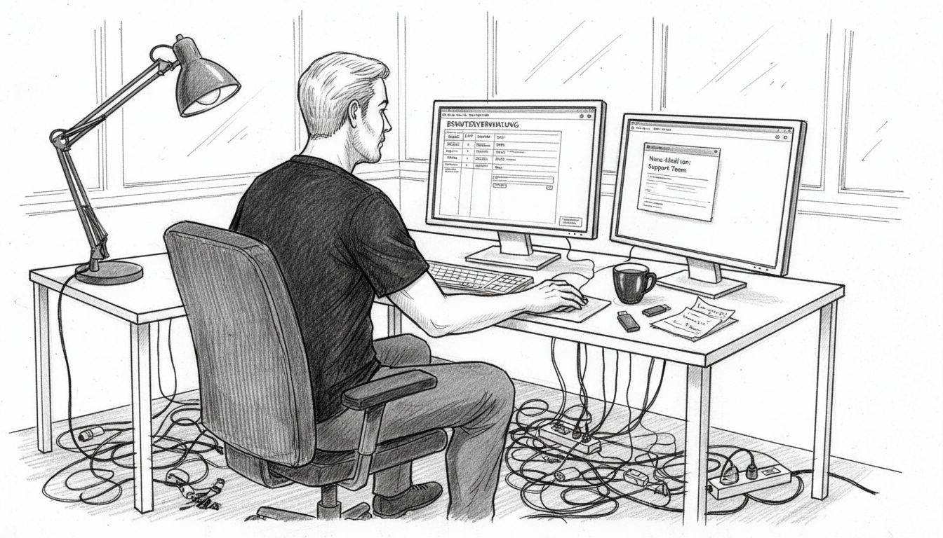 Der IT-Admin kontrolliert im Büro, wer auf welche Daten und Systeme zugreifen darf.