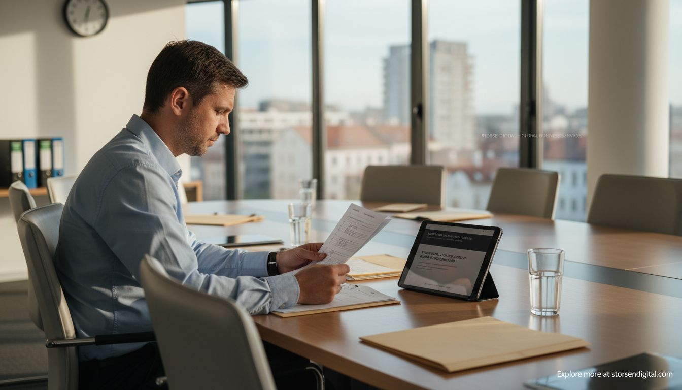 Manager evaluating outsourcing partner during interview