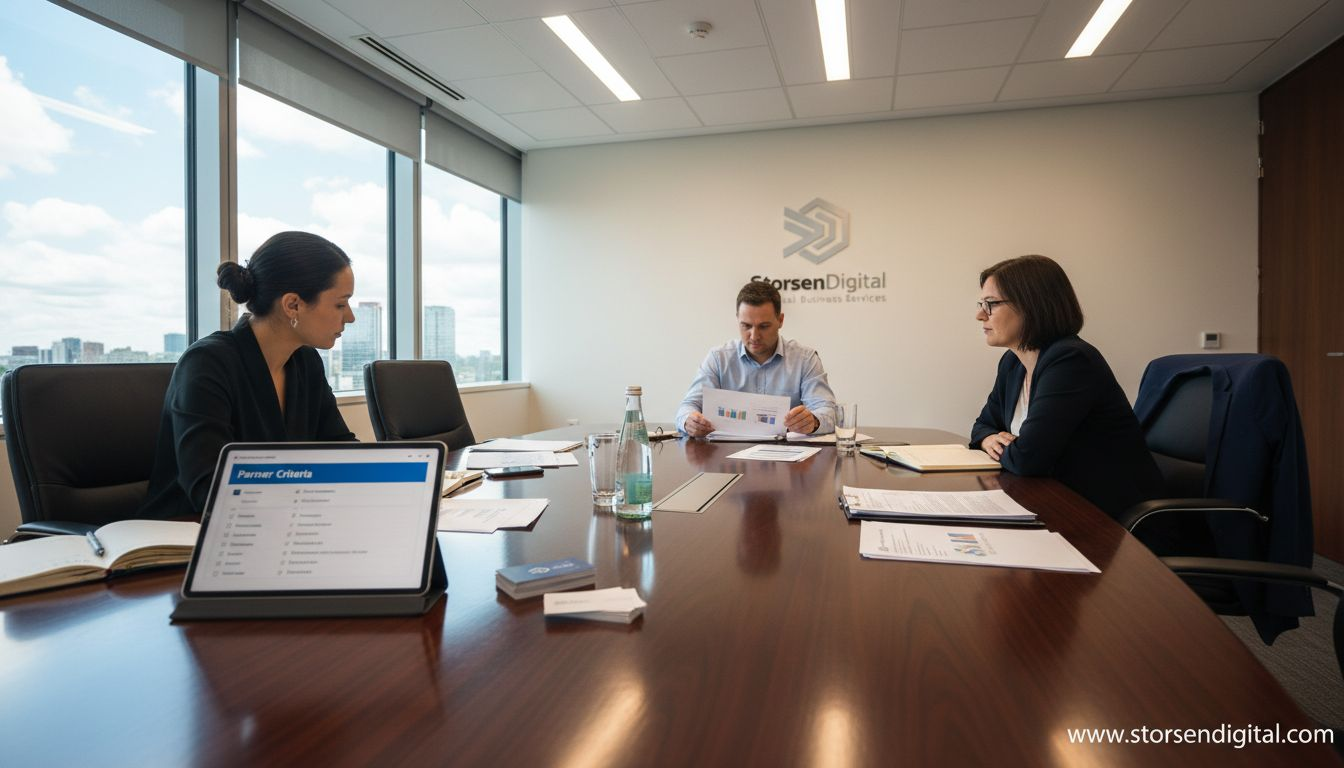 Team reviewing outsourcing partner credentials