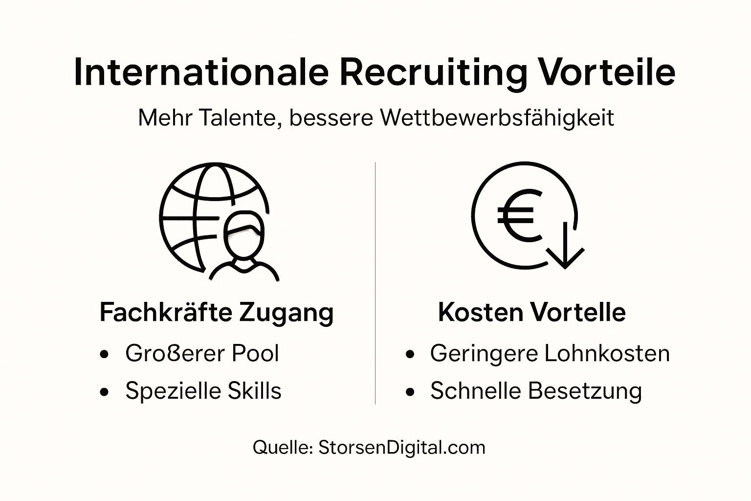 Die Infografik gibt einen übersichtlichen Einblick in die Vorteile und die Kosten moderner Recruiting-Strategien.