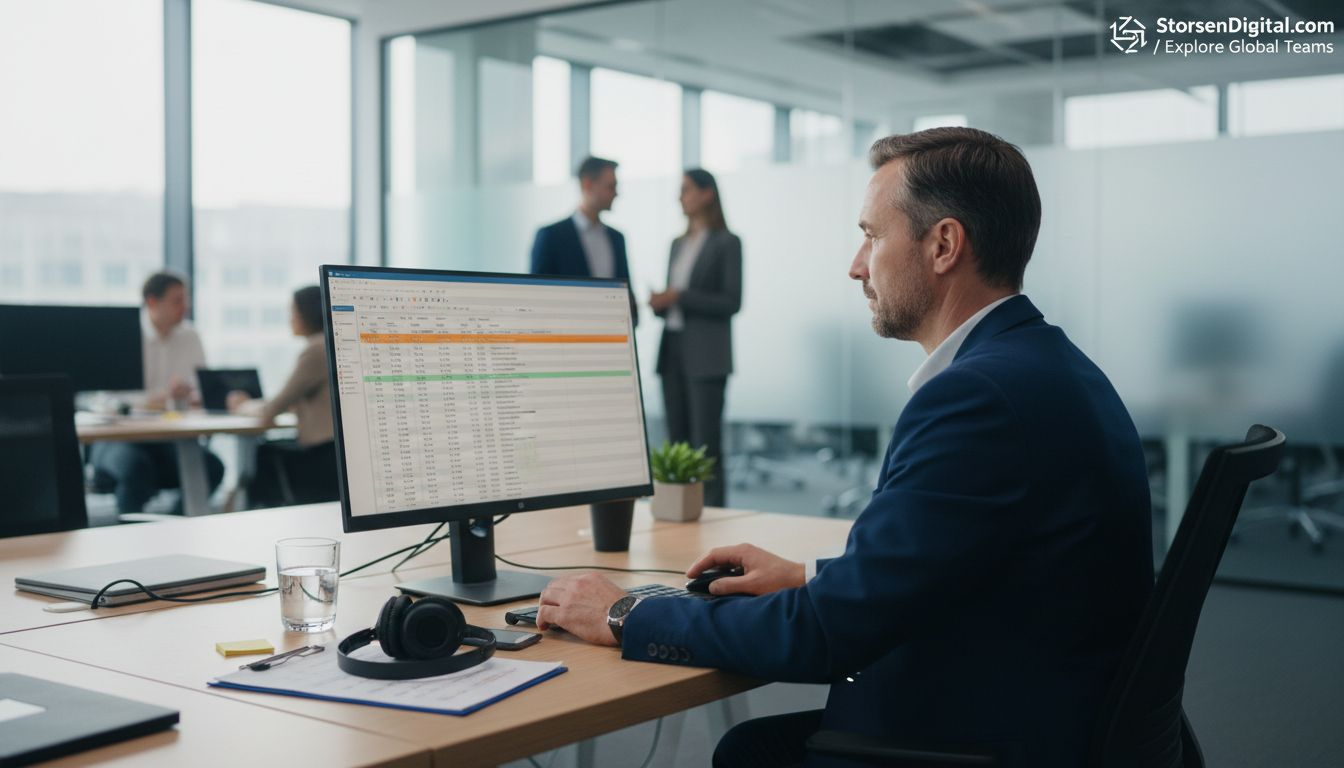 Manager preparing for nearshoring collaboration