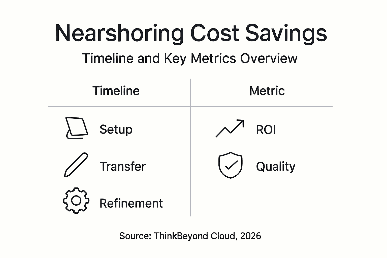 Infographic showing nearshoring cost savings timeline