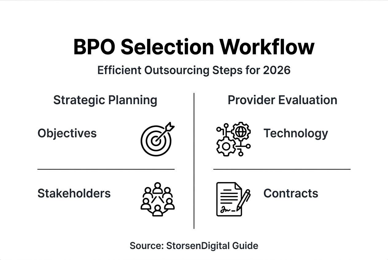 Infographic showing BPO selection workflow steps