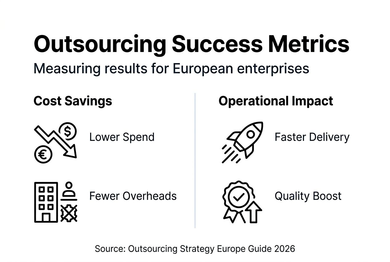 Infographic showing outsourcing outcomes and performance metrics
