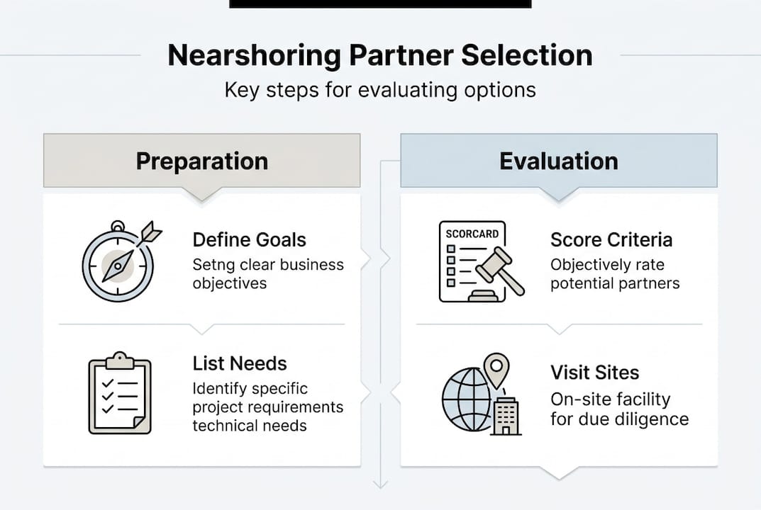 Infographic on nearshoring partner selection steps