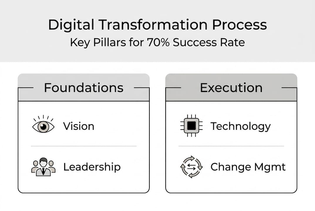 Infographic digital transformation process pillars