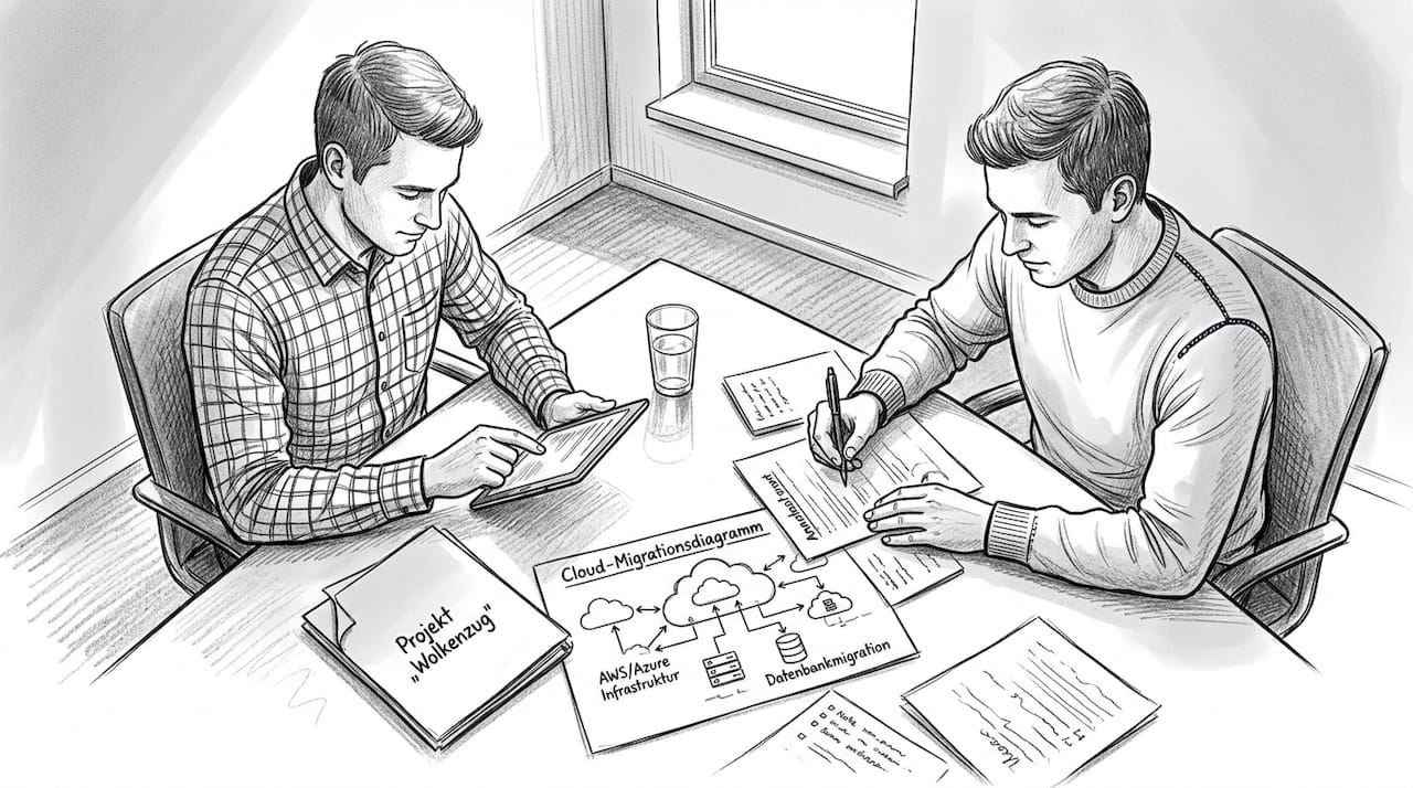 Teambesprechung zum Umstieg auf Cloud-Technologien