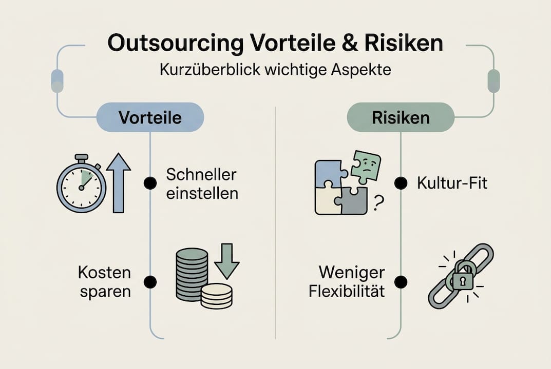 Grafische Übersicht: Chancen und Herausforderungen beim Outsourcing