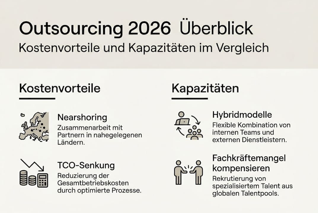 Outsourcing 2026: Ein Überblick über Kosten und Kapazitäten im Vergleich
