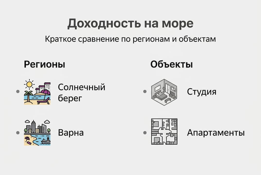 Инфографика с наглядным сравнением доходности по разным регионам и типам недвижимости