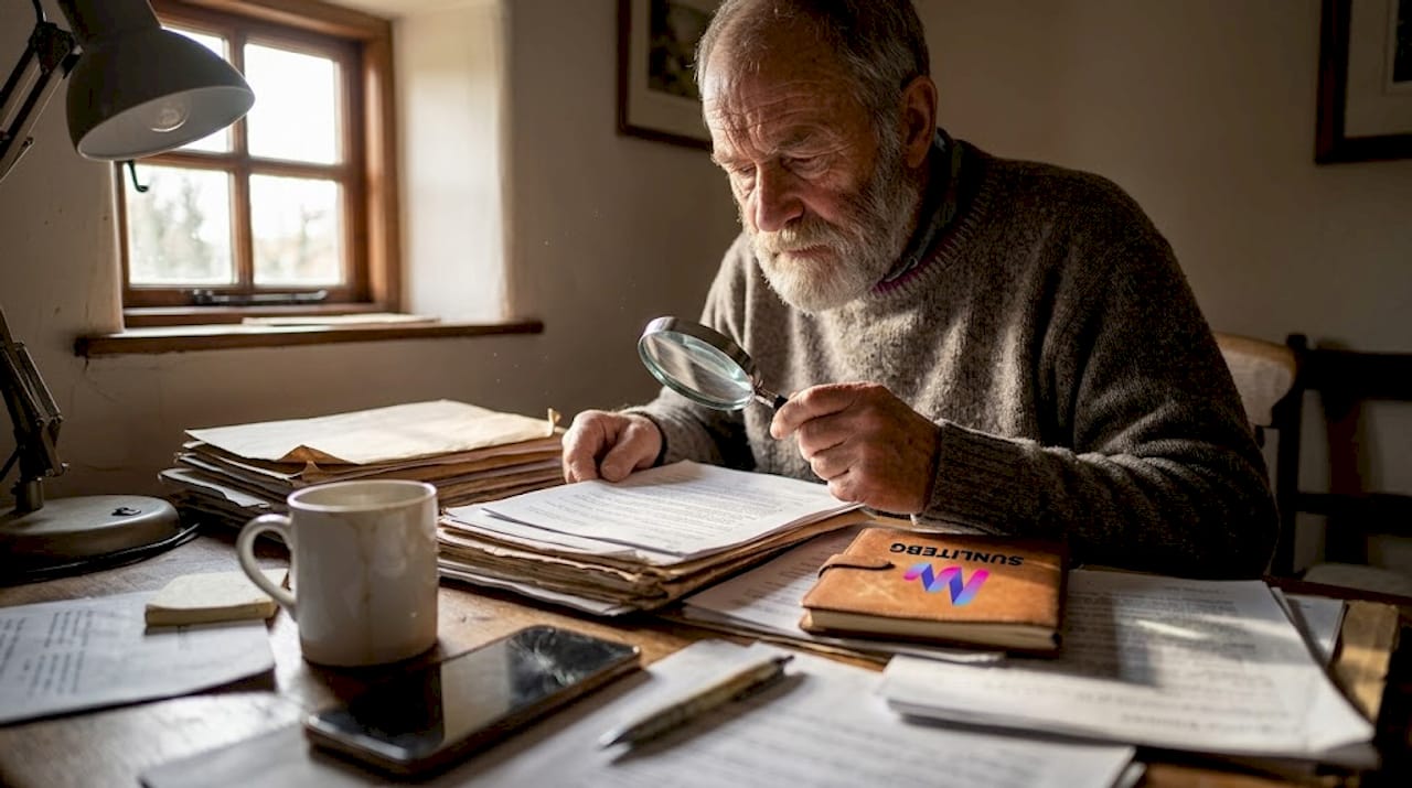 Мужчина внимательно изучает документы на недвижимость