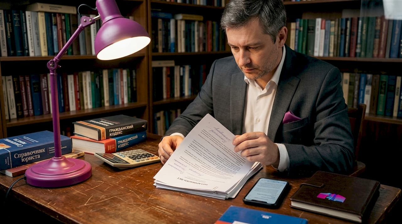 Мужчина тщательно изучает бумаги, связанные с сделкой.