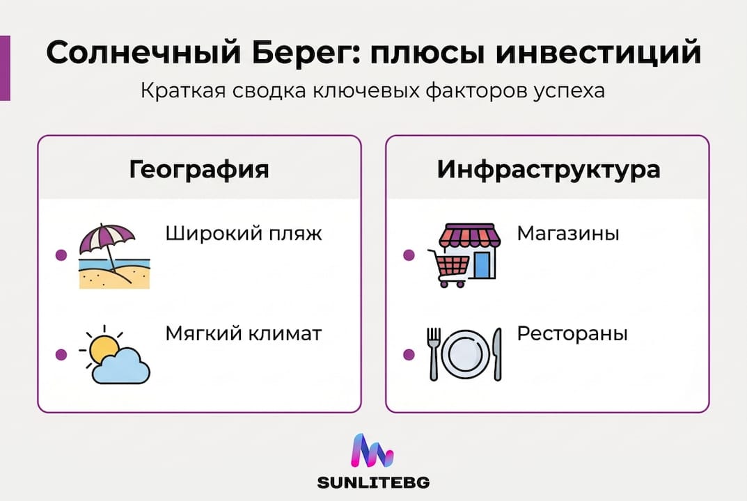 Инфографика с ключевыми преимуществами курорта и его развитой инфраструктуры