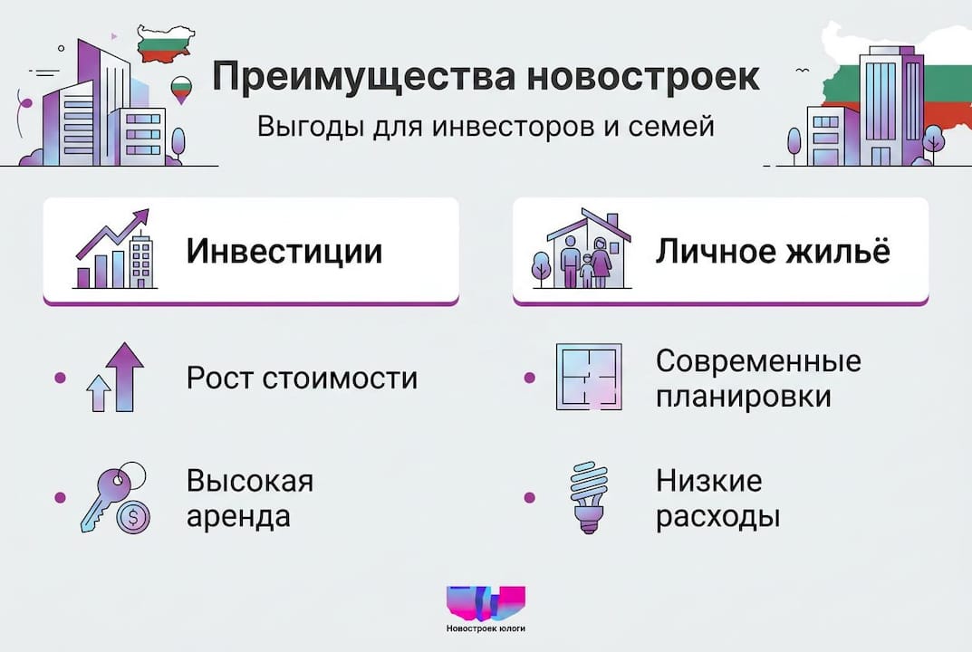 Инфографика: почему стоит выбрать новостройки в Болгарии